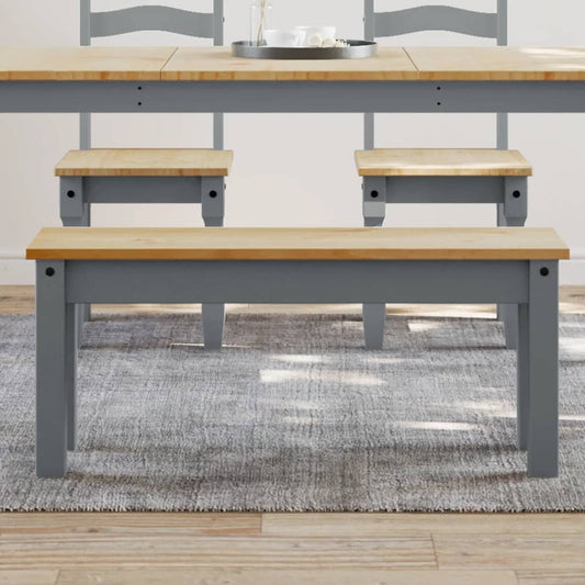 vidaXL Dining Bench Panama Grey 105x30x45 cm Solid Wood Pine at Willow and Wine!