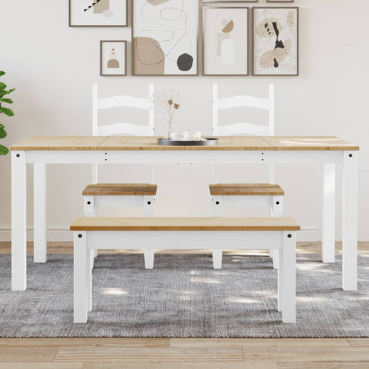 vidaXL Dining Table Panama White 180x90x75 cm Solid Wood Pine at Willow and Wine!