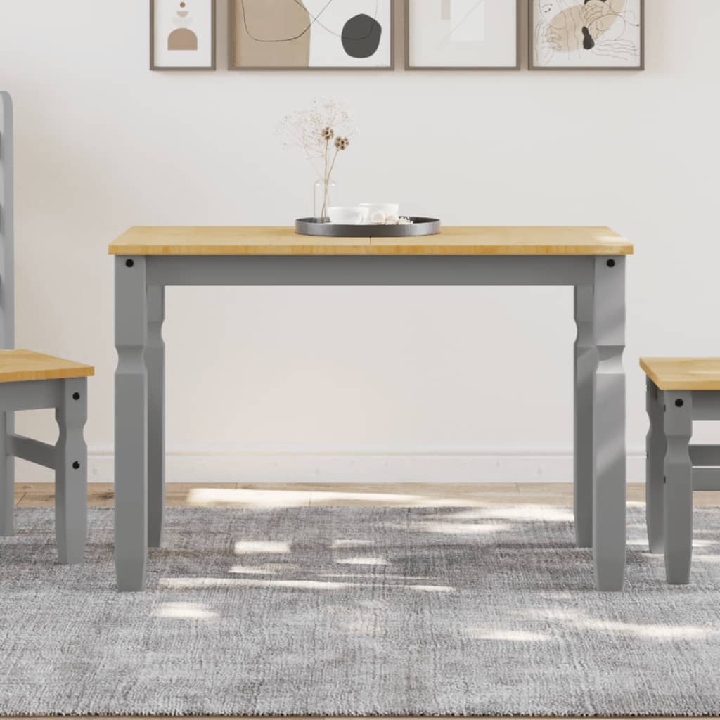 vidaXL Dining Table Corona Grey 112x60x75 cm Solid Wood Pine at Willow and Wine!