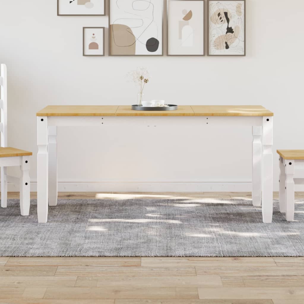 vidaXL Dining Table Corona White 160x80x75 cm Solid Wood Pine at Willow and Wine!