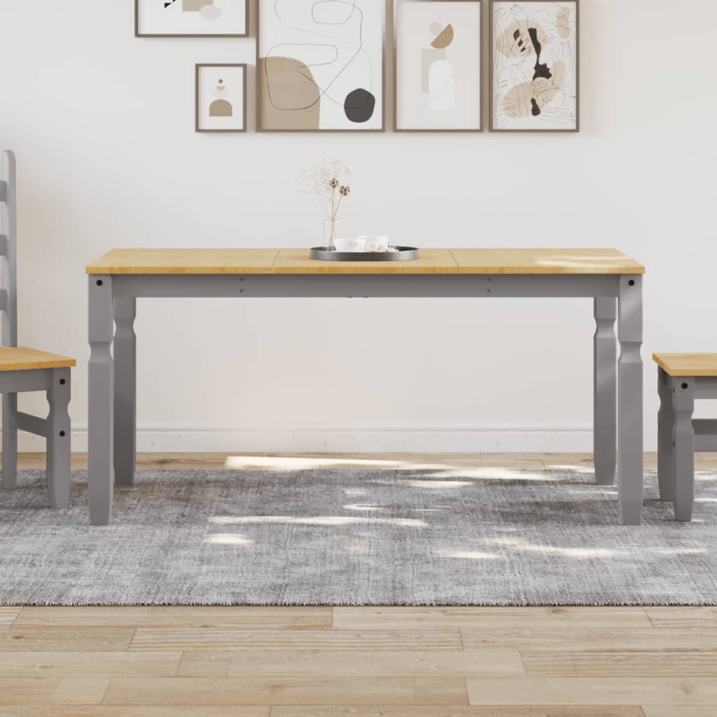 vidaXL Dining Table Corona Grey 160x80x75 cm Solid Wood Pine at Willow and Wine!