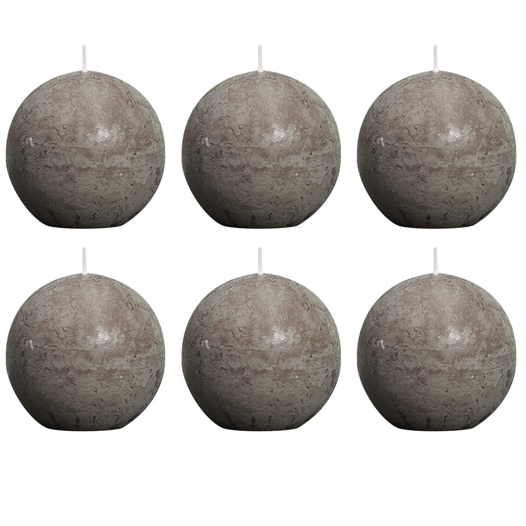 Bolsius Rustic Ball Candle 80 mm Taupe 6 pcs