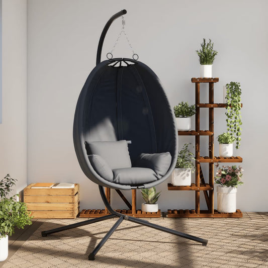 vidaXL Hanging Egg Chair with Stand Anthracite Fabric and Steel