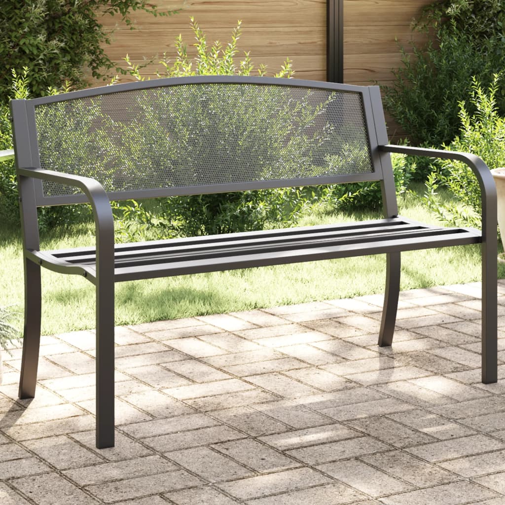 vidaXL Garden Bench 119 cm Black Steel at Willow and Wine!