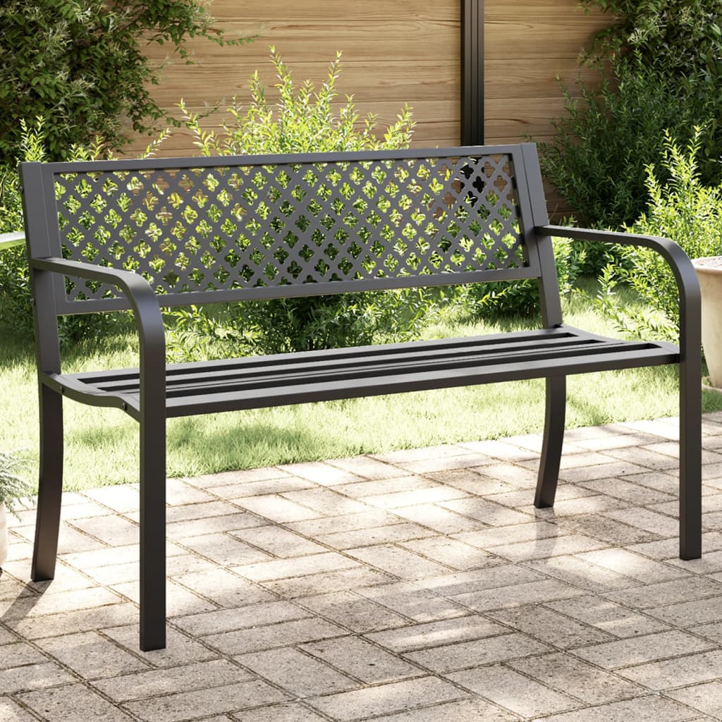 vidaXL Garden Bench 119 cm Black Steel at Willow and Wine!