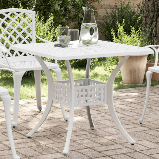 Garden Table White 80x80x75 cm Cast Aluminium