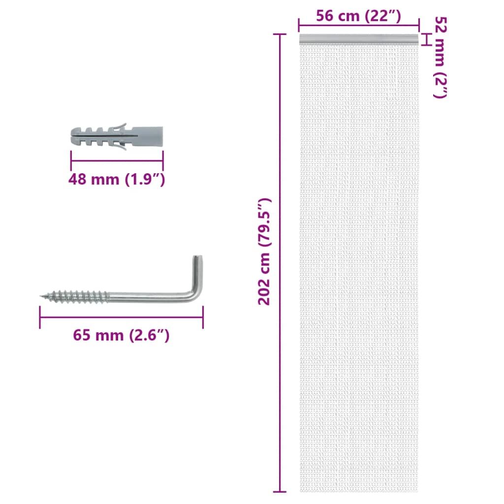 vidaXL Chain Door Fly Screen 56x202 cm Aluminium