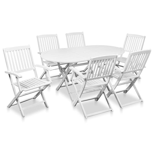 vidaXL 7 Piece Outdoor Dining Set Solid Acacia Wood White at Willow and Wine!