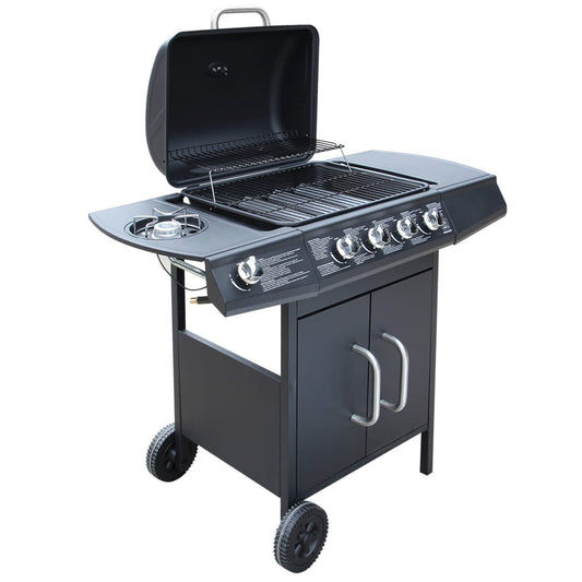 vidaXL Gas Barbecue Grill 4+1 Cooking Zone Black at Willow and Wine!