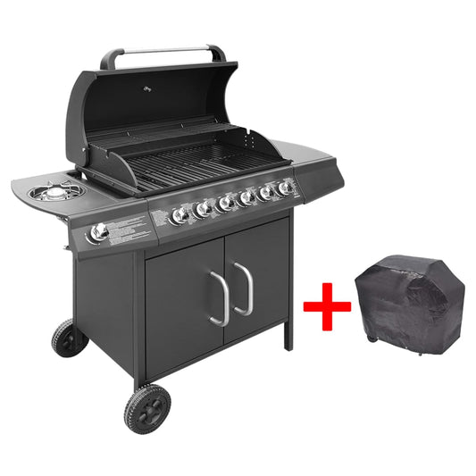 vidaXL Gas Barbecue Grill 6+1 Cooking Zone Black at Willow and Wine!