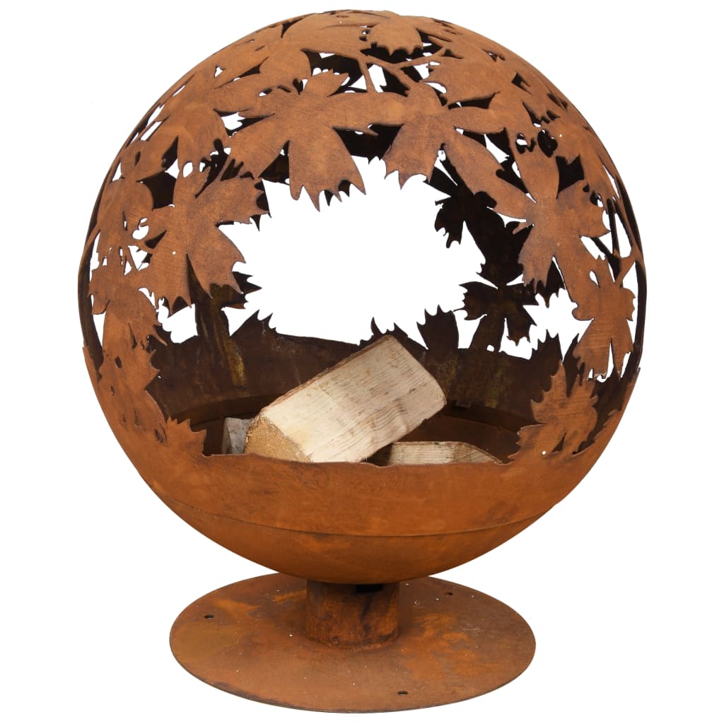 esschert-design-fire-pit-laser-cut-leaves-rust-ff293 At Willow and Wine