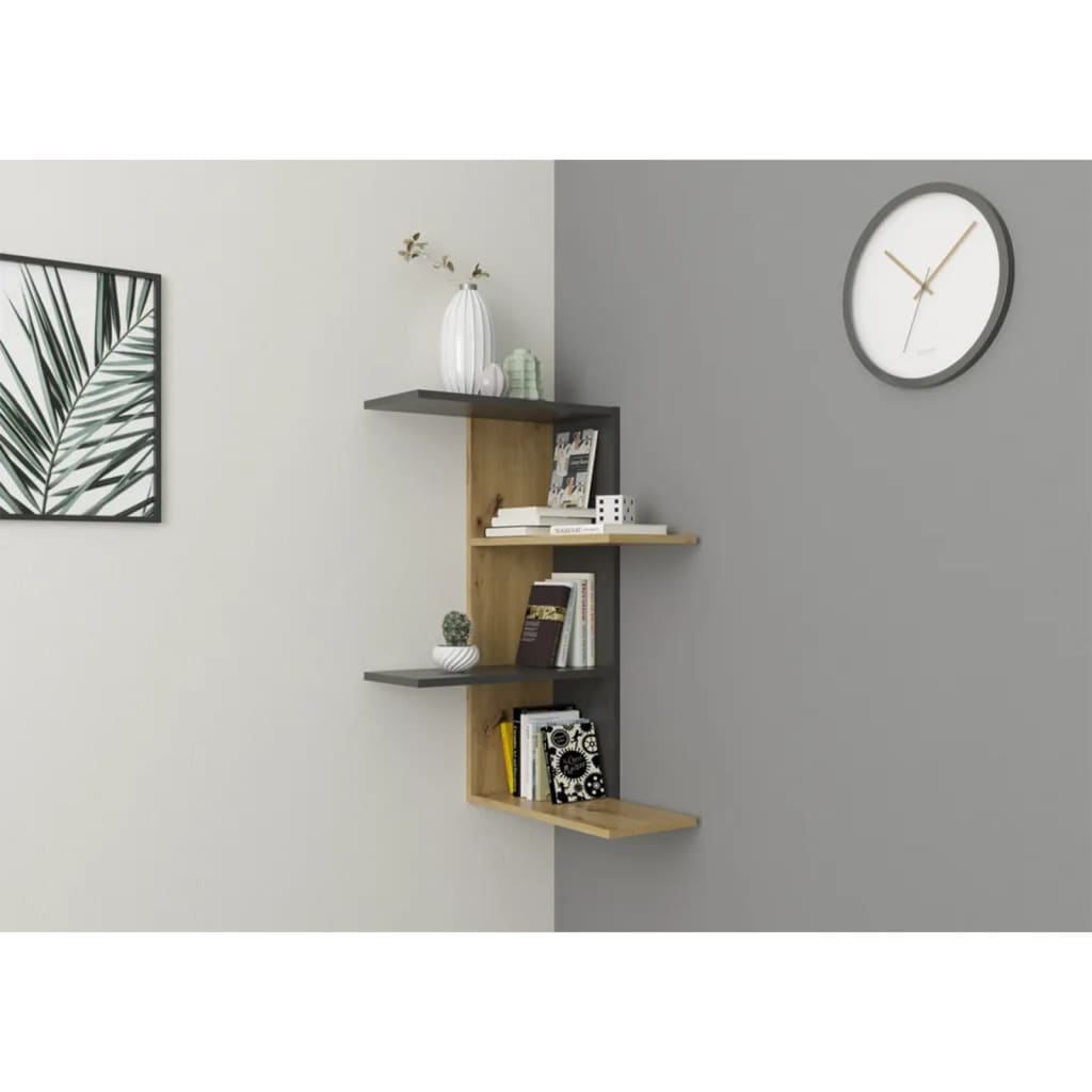 FMD Wall-mounted Corner Shelf Old Style Dark Matera