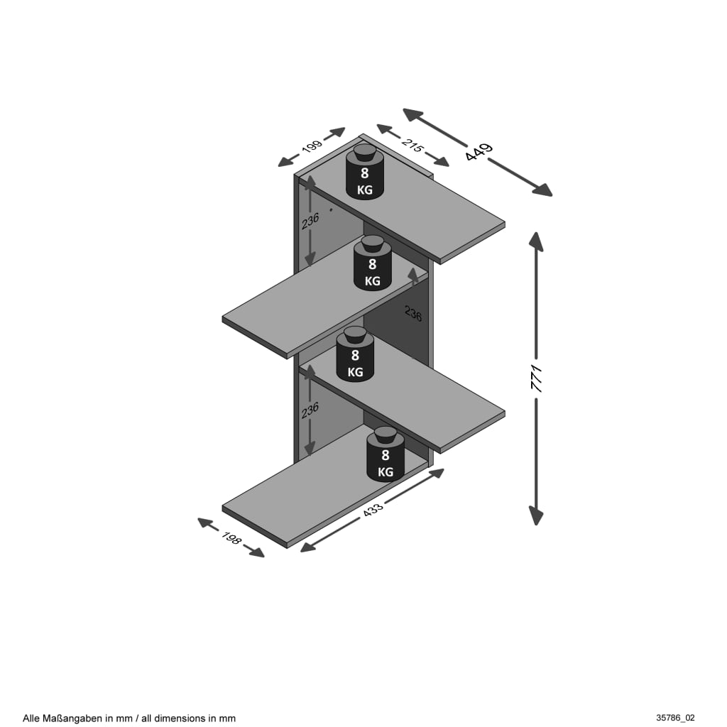 FMD Wall-mounted Corner Shelf Old Style Dark Matera