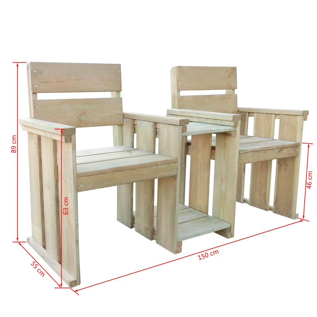 2-seater-garden-bench-150-cm-impregnated-pinewood At Willow and Wine