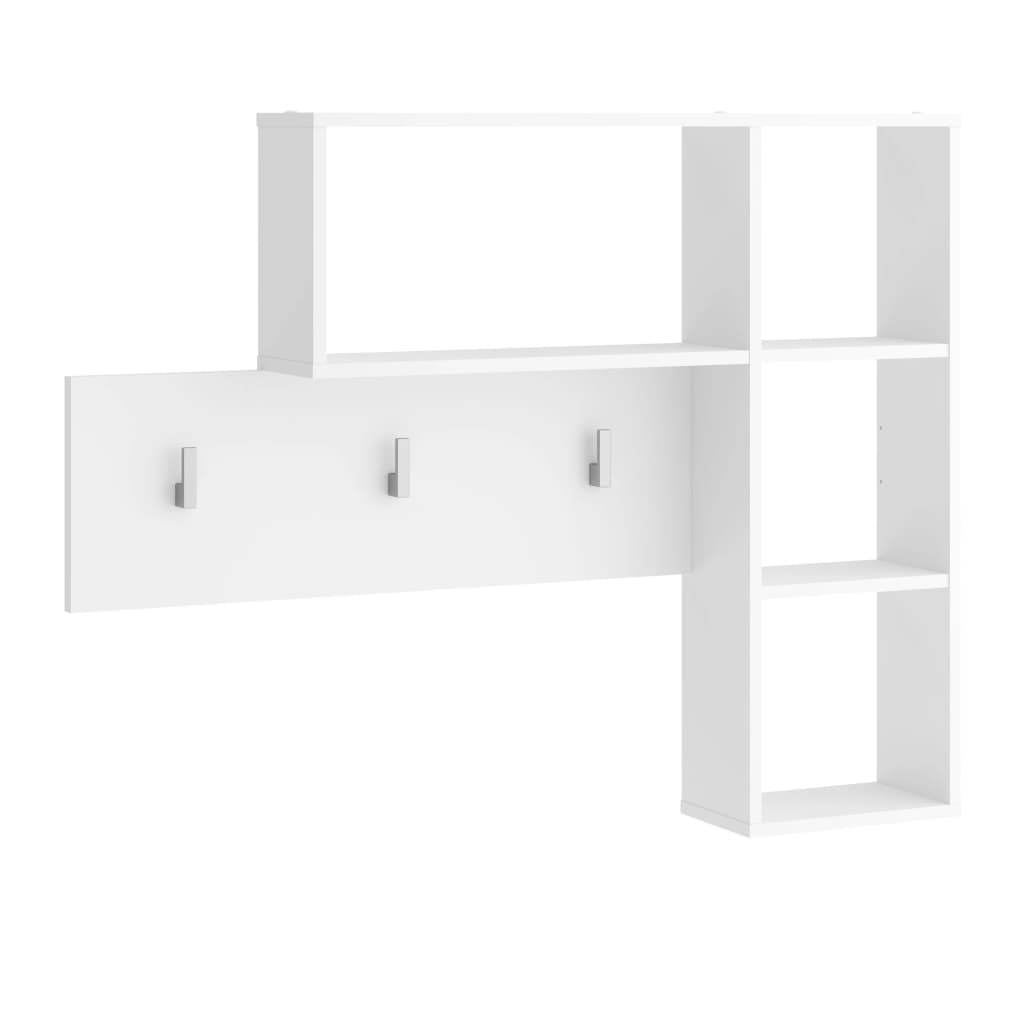 FMD Wall-mounted Coat Rack 4 Open Compartments White at Willow and Wine!