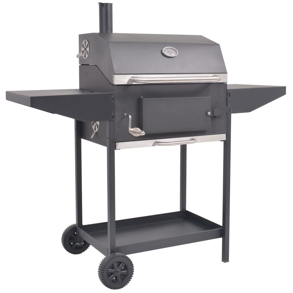 vidaXL BBQ Charcoal Smoker with Bottom Shelf Black at Willow and Wine!