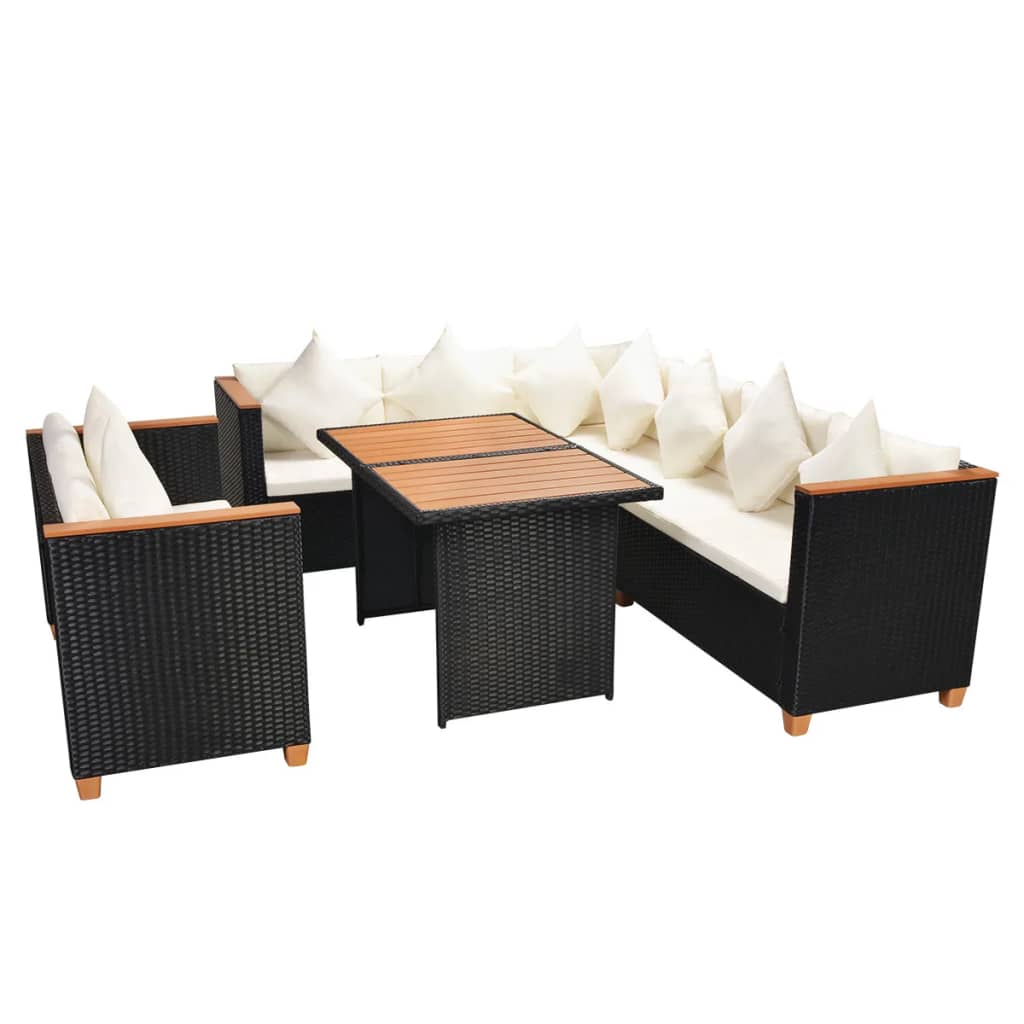 5-piece-garden-lounge-set-with-cushions-poly-rattan-black At Willow and Wine