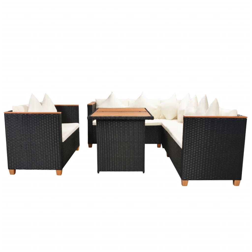 5-piece-garden-lounge-set-with-cushions-poly-rattan-black At Willow and Wine