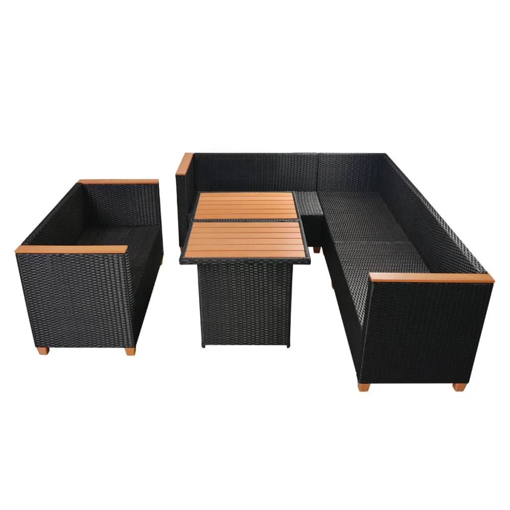 5-piece-garden-lounge-set-with-cushions-poly-rattan-black At Willow and Wine