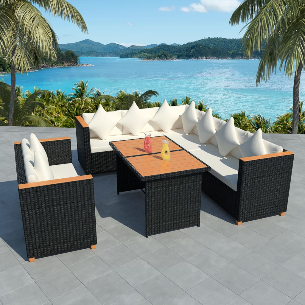 5-piece-garden-lounge-set-with-cushions-poly-rattan-black At Willow and Wine