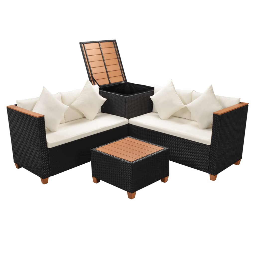 4-piece-garden-lounge-set-with-cushions-poly-rattan-black-1 At Willow and Wine