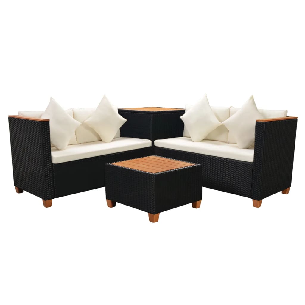 4-piece-garden-lounge-set-with-cushions-poly-rattan-black-1 At Willow and Wine