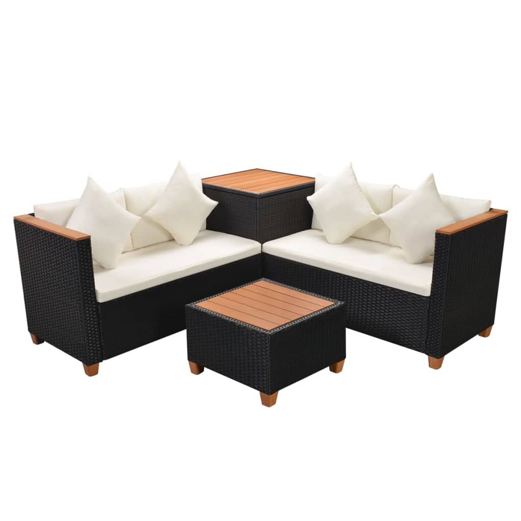 4-piece-garden-lounge-set-with-cushions-poly-rattan-black-1 At Willow and Wine