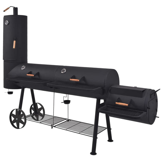 vidaXL BBQ Charcoal Smoker with Bottom Shelf Black Heavy XXXL at Willow and Wine!