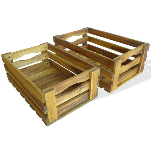 vidaXL Apple Crate Set 2 Pieces Solid Acacia Wood at Willow and Wine!