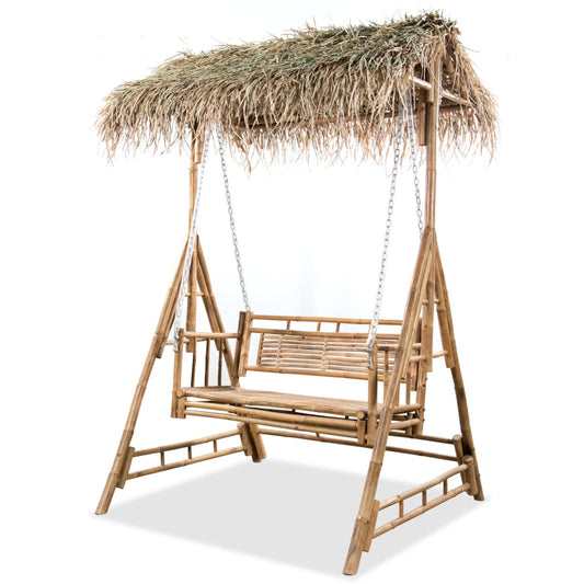 2-seater-swing-bench-with-palm-leaves-bamboo-202-cm At Willow and Wine