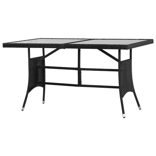 vidaXL Garden Table Black 140x80x74 cm Poly Rattan