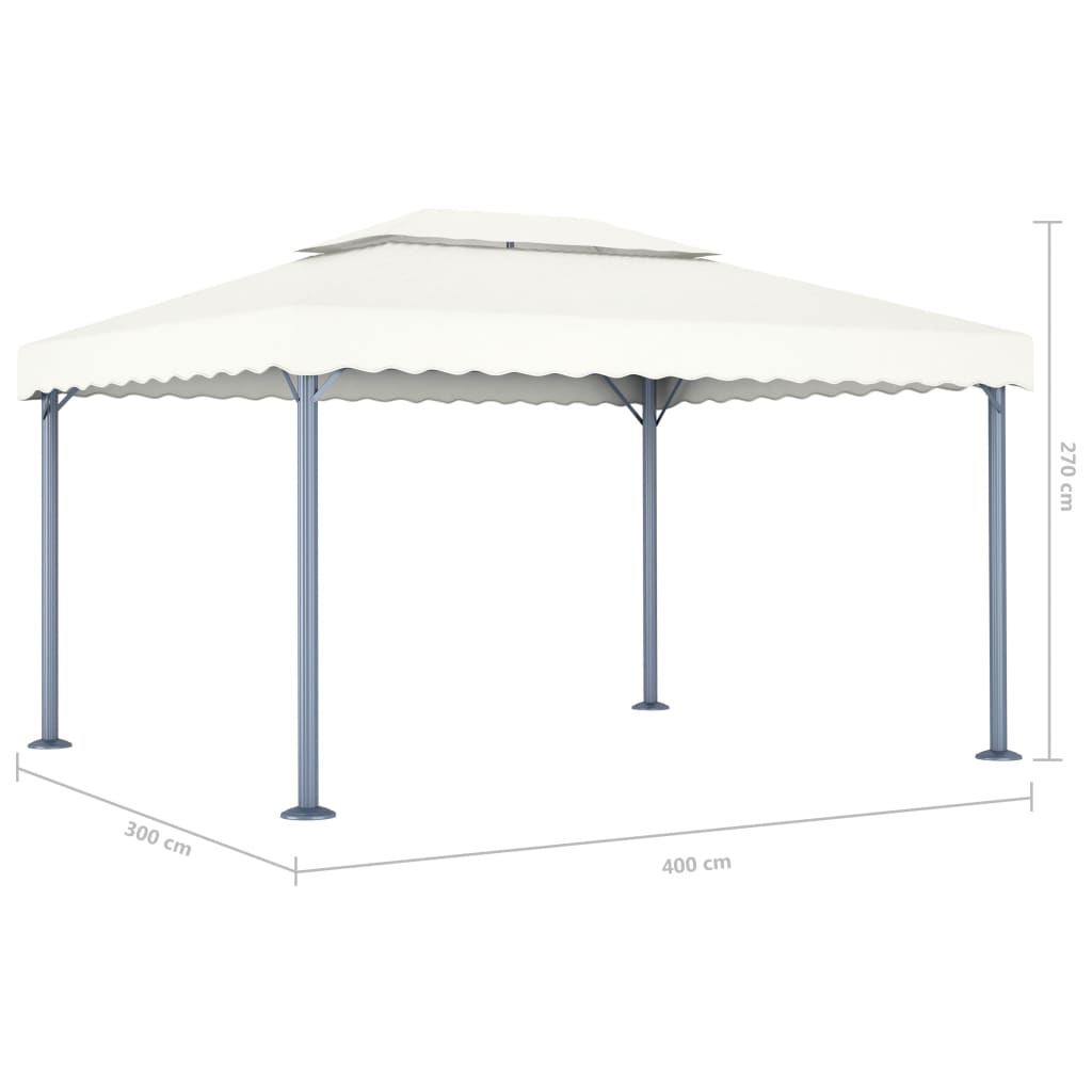 vidaXL Gazebo 400x300 cm Cream Aluminium