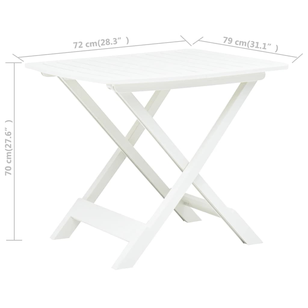 vidaXL Folding Garden Table White 79x72x70 cm Plastic