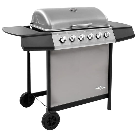 vidaXL Gas BBQ Grill with 6 Burners Black and Silver at Willow and Wine!