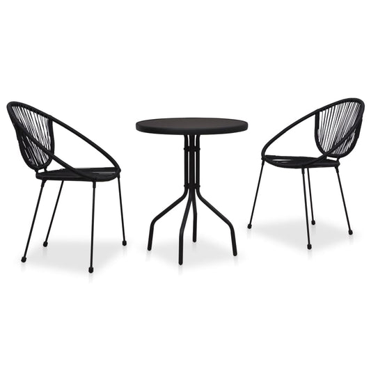 vidaXL 3 Piece Bistro Set PVC Rattan Black at Willow and Wine!