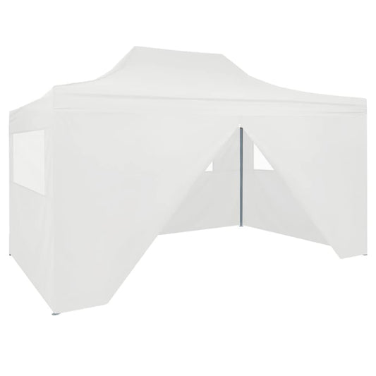 vidaXL Foldable Party Tent with 4 Sidewalls 3x4.5 m White at Willow and Wine!