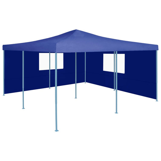 vidaXL Folding Gazebo with 2 Sidewalls 5x5 m Blue