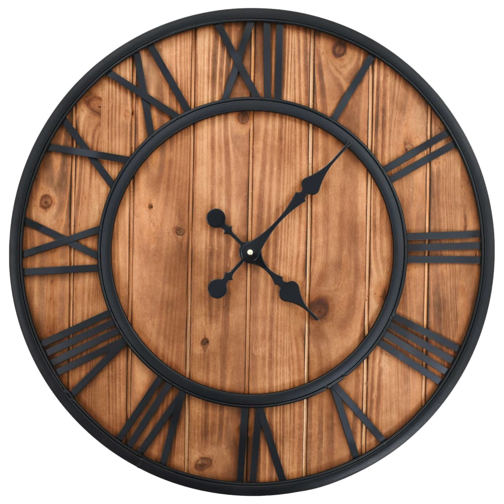 vidaXL Vintage Wall Clock with Quartz Movement Wood and Metal 60cm XXL at Willow and Wine!