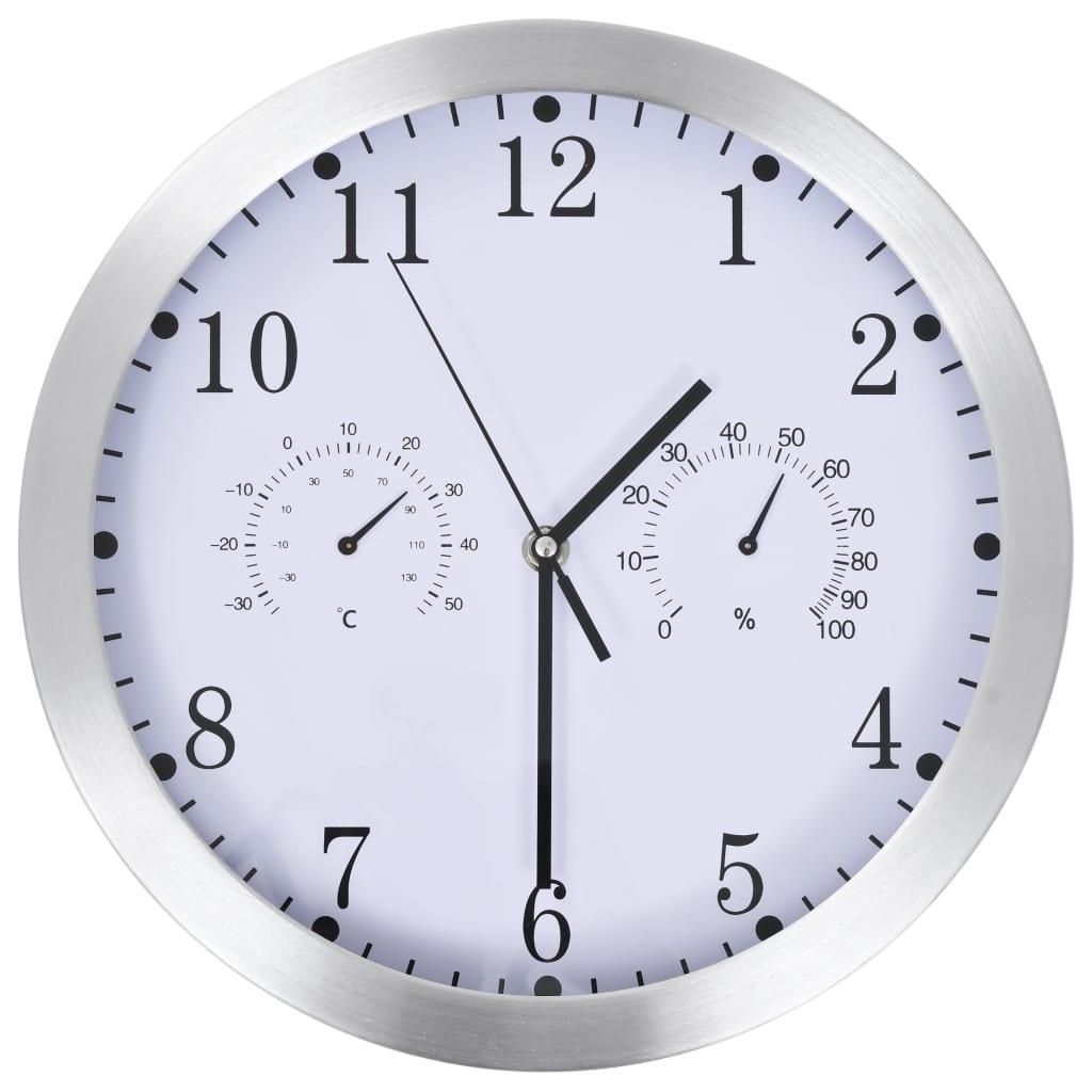 Wall Clock with Quartz Movement Hygrometer Thermometer White at Willow and Wine!