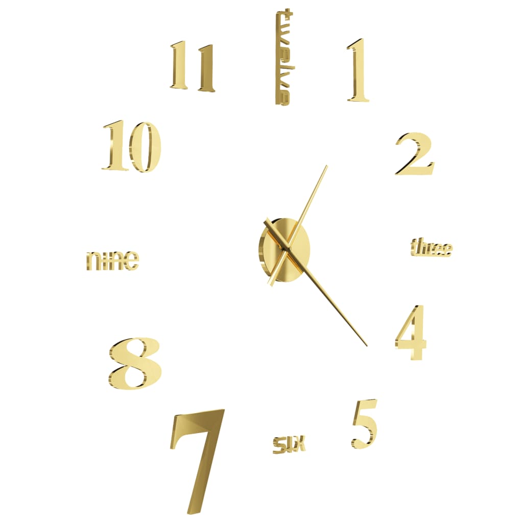 vidaXL 3D Wall Clock Modern Design 100 cm XXL Gold