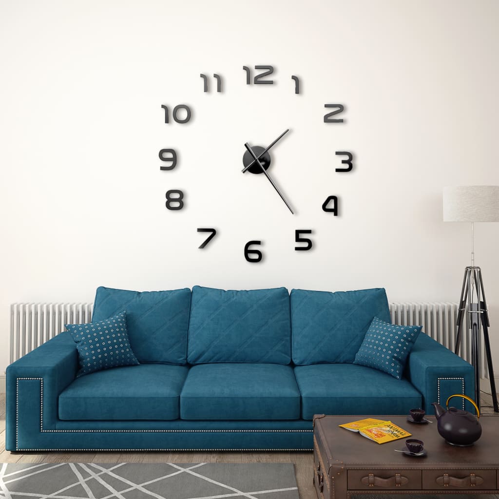 vidaXL 3D Wall Clock Modern Design 100 cm XXL Silver