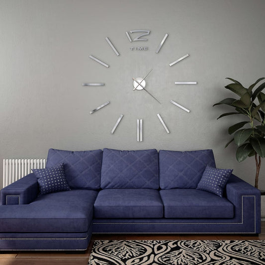 vidaXL 3D Wall Clock Modern Design 100 cm XXL Silver at Willow and Wine!