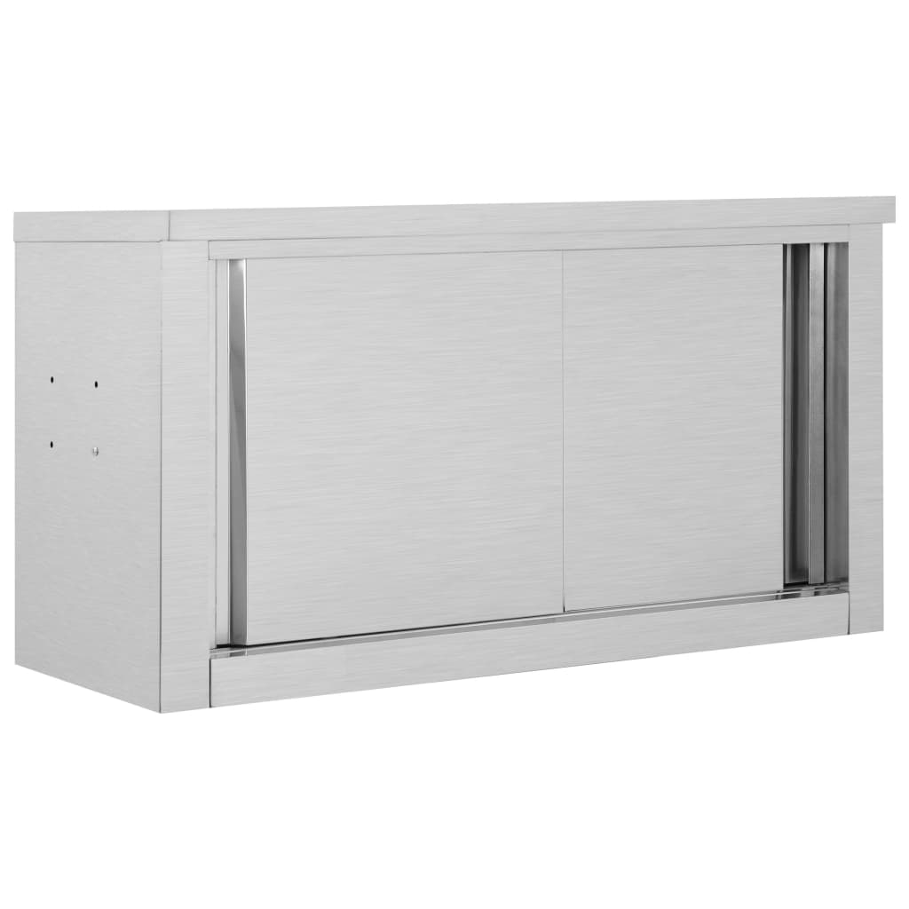 kitchen-wall-cabinet-with-sliding-doors-120x40x50-cm-stainless-steel At Willow and Wine