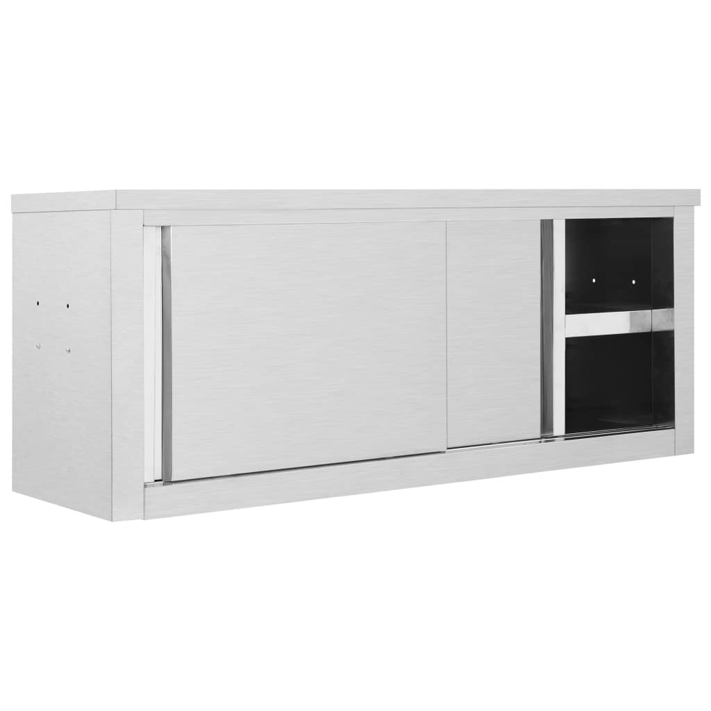 kitchen-wall-cabinet-with-sliding-doors-120x40x50-cm-stainless-steel At Willow and Wine