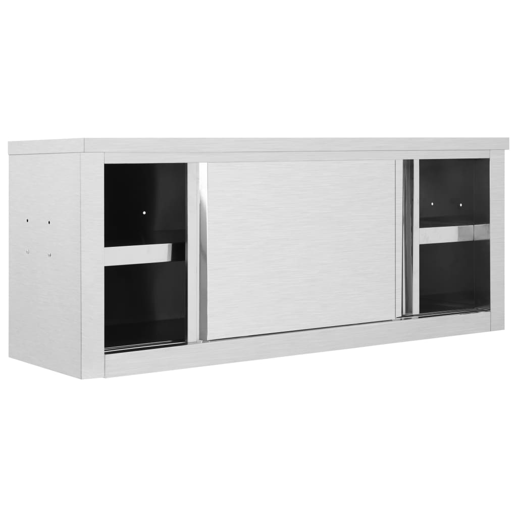 kitchen-wall-cabinet-with-sliding-doors-120x40x50-cm-stainless-steel At Willow and Wine