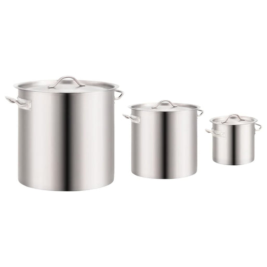 vidaXL 3 Piece Stock Pot Set 50/21/6 L Stainless Steel