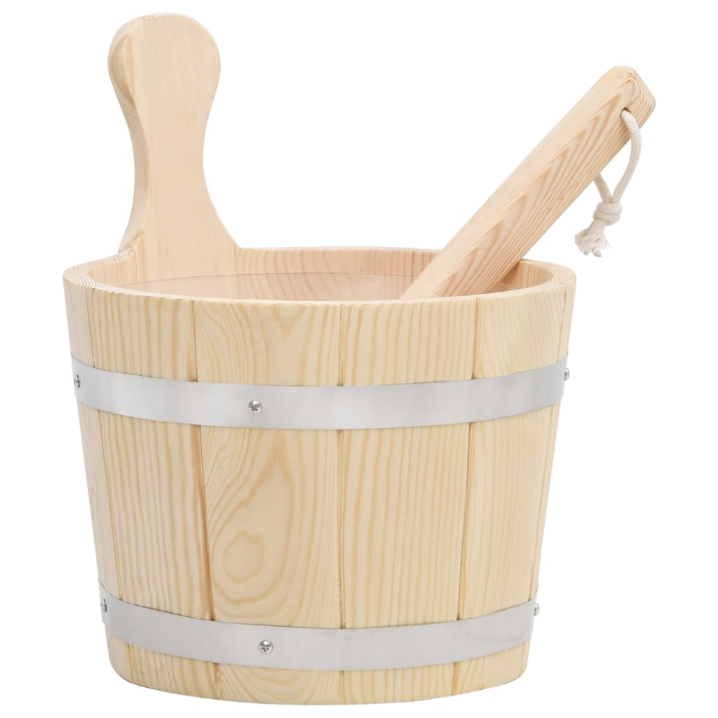 vidaXL Sauna Bucket and Ladle Set Solid Wood Pine at Willow and Wine!