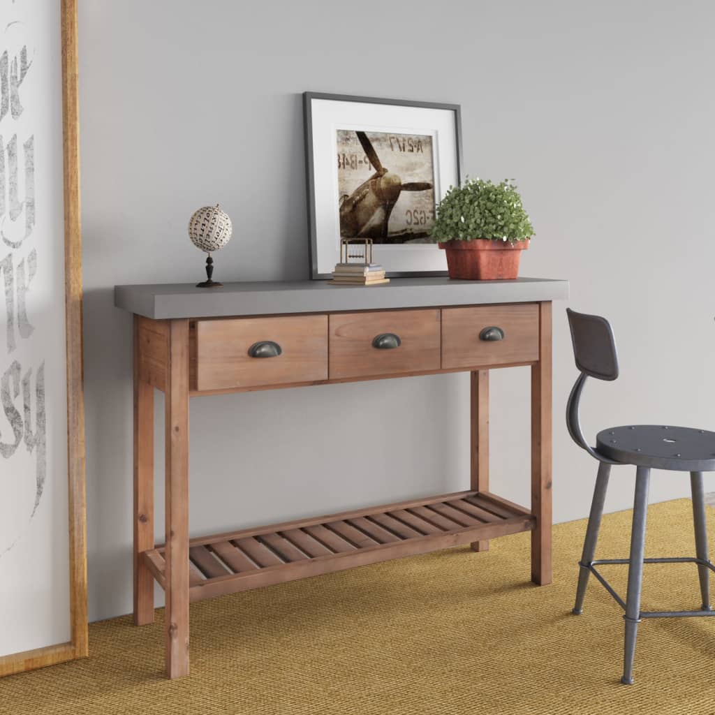 vidaXL Console Table 110x35x80 cm Solid Wood Fir at Willow and Wine!