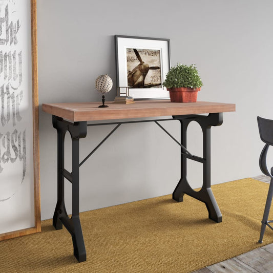 vidaXL Dining Table 110x65x82 cm Solid Wood Fir and Iron at Willow and Wine!