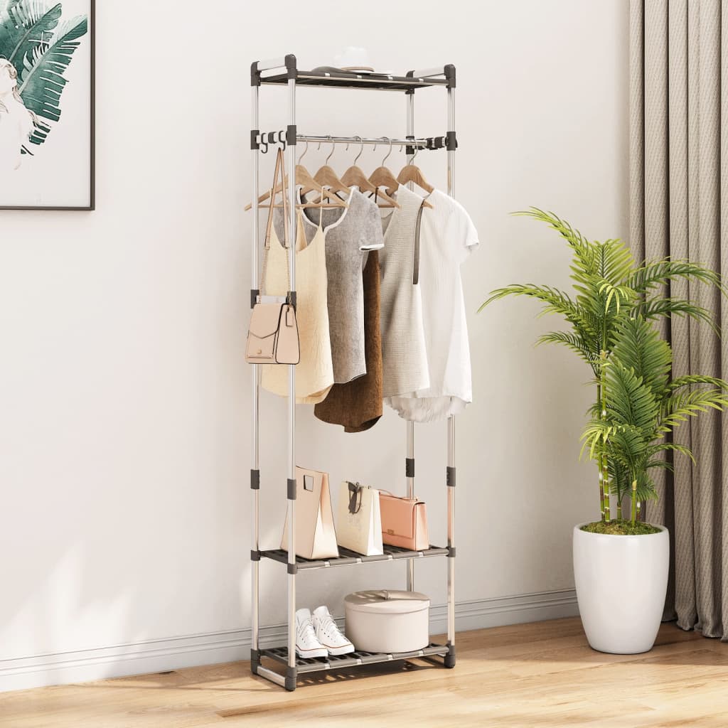 vidaXL 3-Tier Clothes Rack Silver 59x29x192 cm Aluminium at Willow and Wine!